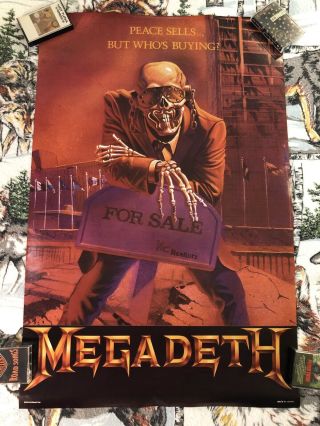 Vintage 80s Megadeth Poster Peace Sells But Whos Buying Rare Printed In Canada