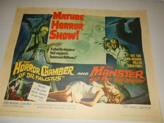 Horror Chamber Dr.  Faustus The Manster Horror Combo 22x28 Half Sheet Poster