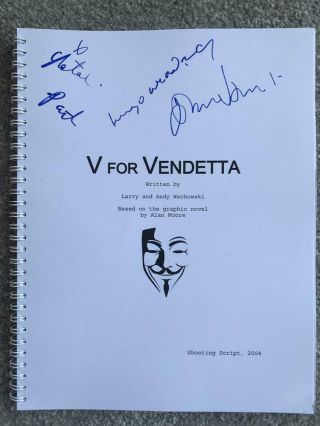 V For Vendetta (2005) Signed Script Portman/weaving/john Hurt