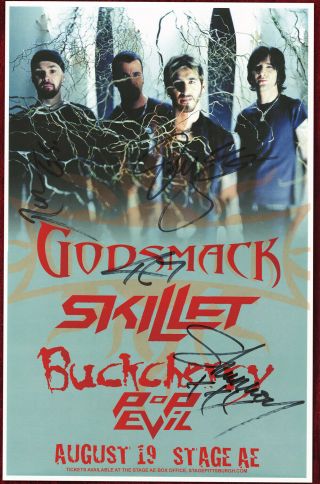 Godsmack Autographed Concert Poster 2014 Tony Rombola,  Sully Erna