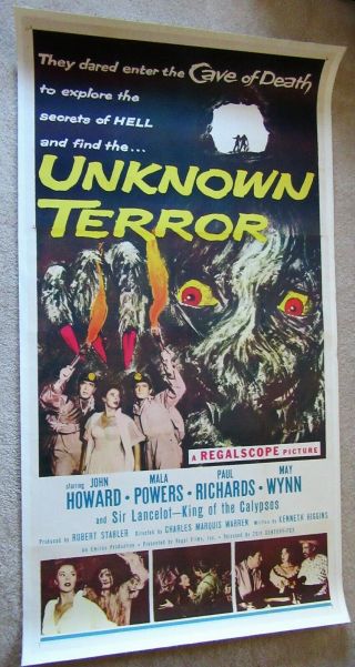 Unknown Terror 1957 3sht Movie Poster Linen John Howard Mala Powers Vg