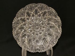 3 Antique Fine Abp Brilliant Cut Glass Dish Bowl 9”