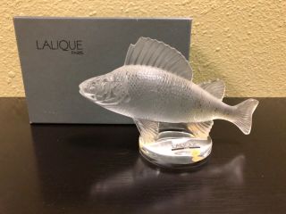 Lalique France French Frosted Crystal Perch Fish Car Mascot Glass Figurine Edd