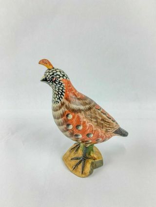 Vintage Mottahedeh Design Italy Ceramic Quail Bird Signed Figurine Sculpture 2