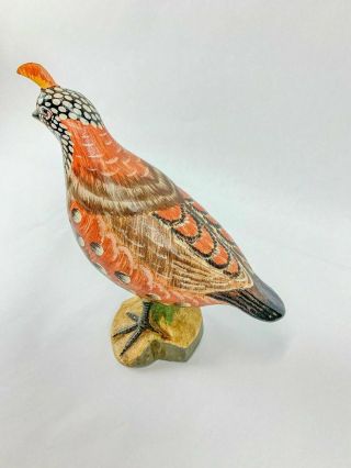 Vintage Mottahedeh Design Italy Ceramic Quail Bird Signed Figurine Sculpture 3