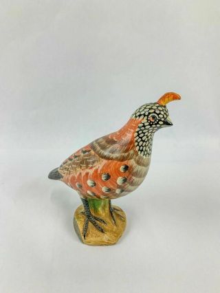 Vintage Mottahedeh Design Italy Ceramic Quail Bird Signed Figurine Sculpture 4