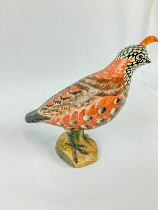 Vintage Mottahedeh Design Italy Ceramic Quail Bird Signed Figurine Sculpture 5