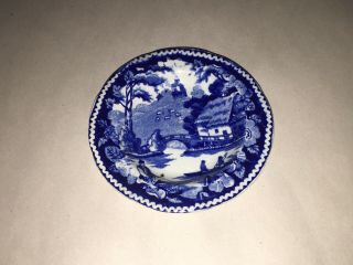 Historical Staffordshire Blue Cup Plate Wild Rose Nuneham Courteney Ca.  1825
