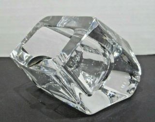 Vintage Daum France Modernist Brutalist Crystal Art Glass Ashtray Signed Mcm
