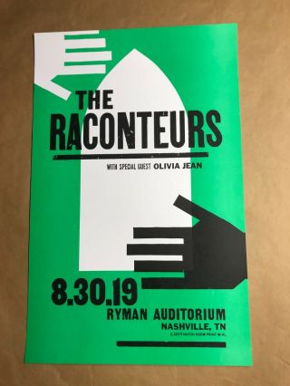 Raconteurs Hatch Show Print Ryman 8/30/19 Nashville Tn Jack White 2019