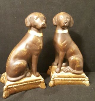 Staffordshire Style Labrador Dogs 8 " Bookends Vintage,  Heavy