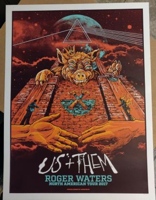 Roger Waters Us,  Them 2017 Tour Poster Orange Variant Limited Edition 669/1000
