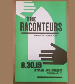 The Raconteurs Ryman 8/30 Hatch Show Print Nashville Jack White Third Man Record