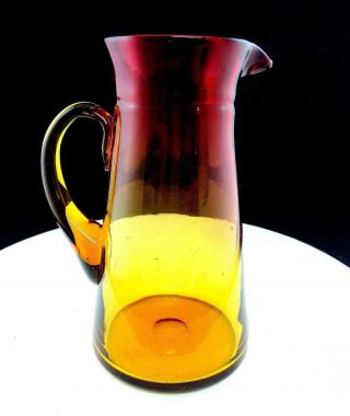England Mt Washington Amberina Art Glass Rare 8 1/8 " Tapered Pitcher