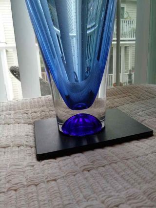 Zoom Vase Goran Warff For Kosta Boda Blue Controlled Bubbles