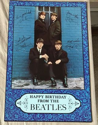 Vintage “happy Birthday From The Beatles” Giant Card By Hi Brows 8x12”