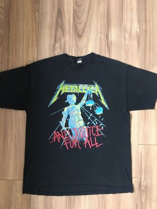 Vintage Metallica And Justice For All 1994 Giant Xl Big Tall 2 Sided T Shirt