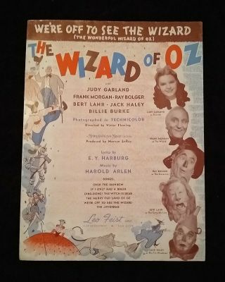Wizard Of Oz 1939 Vintage Music Sheet " We 