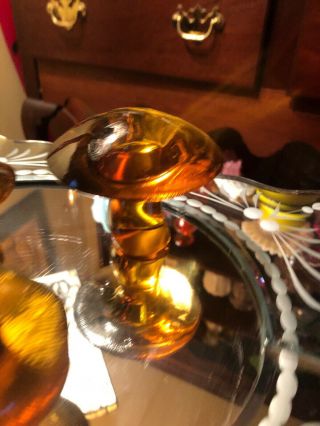 Set of 3 VIKING GLASS Amber Colored Graduated MUSHROOMS Large Medium Small 4