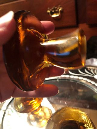Set of 3 VIKING GLASS Amber Colored Graduated MUSHROOMS Large Medium Small 8