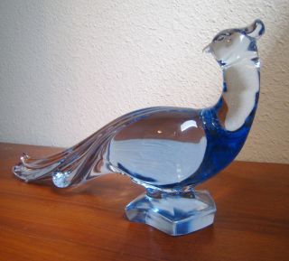 Fabulous Vintage Paden Bros Glass Blue Turned Head Pheasant