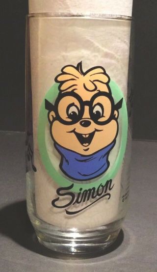 Alvin & The Chipmunks " Simon " Vintage 1985 Drinking Glass