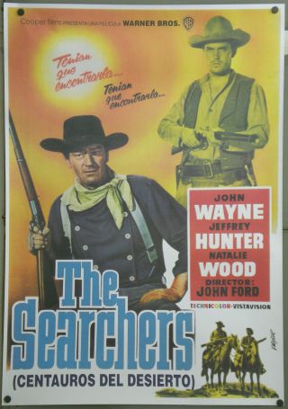 E1658 The Searchers John Wayne John Ford Jeffrey Hunter Rare 1sh Poster Spain