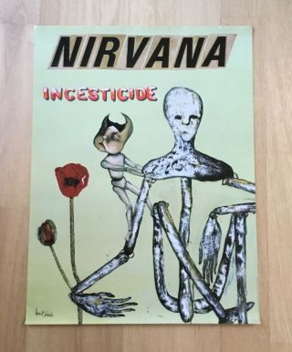 Vintage Nirvana Incesticide Promo Poster Kurt Cobain Geffen Records Store Rare