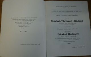 EUGENE YSAYE JACQUES THIBAUD ALFRED CORTOT PABLO CASALS program Bruxelles 1932 2