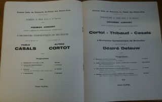 EUGENE YSAYE JACQUES THIBAUD ALFRED CORTOT PABLO CASALS program Bruxelles 1932 3