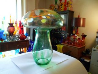 Blenko Rare Rare Large Mushroom Gorgeous 12 Inches Tall By 9 Wide Huge