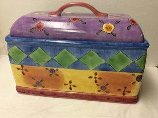 Sweet Shoppe Sango Sue Zipkin Bread Box Lid Ceramic Colorful Cookie Jar