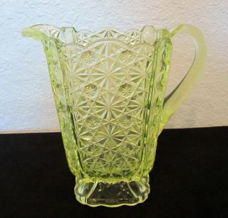 Antique Eapg Adams Daisy & Button With Thumbprint Vaseline 9 " Pitcher