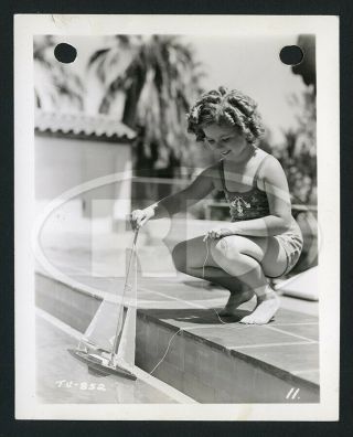 1937 20th Fox 4x5 Keybook Photo - Shirley Temple At Pool Palm Springs