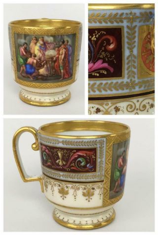 Antique Royal Vienna Ackermann Fritze Beehive Mark Porcelain Oracle Gilt Tea Cup