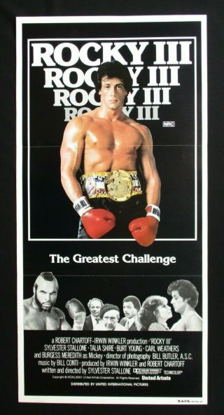 Rocky 3 1982 Orig Australian Daybill Movie Poster Sylvester Stallone Boxing Mr T