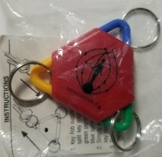 Vintage Rare 1989 Miss Universe Pageant Red Plastic Promo Keychain