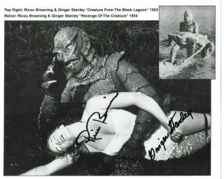Ricou Browning & Ginger Stanley Signed 8x10 Photo,  Creature From Black Lagoon