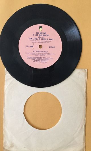 Stan LAUREL & HARDY Lost Interview Don Marlowe 45 rpm Record Telephone Recording 3