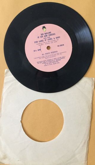 Stan LAUREL & HARDY Lost Interview Don Marlowe 45 rpm Record Telephone Recording 5
