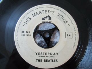 Beatles VERY RARE 1965 BELGIAN ' YESTERDAY / Dizzy Miss Lizzie ' 45 RECORD 3