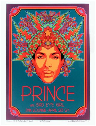 Prince Poster Dna Lounge 2013 Appearance Signed A/p By David Byrd