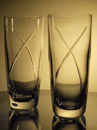 Waterford Crystal Siren Tall Drink Tumbler Glass Pair Made In Ireland