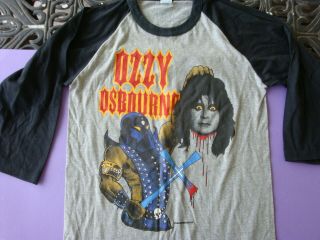 1982 Diary Of A Madman Tour Ozzy Osbourne 3/4 Sleeve Jersey Style Concert Shirt