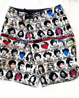 Vtg Dragonfly Rolling Stones Some Girls Lp Board Shorts 33 - Rare