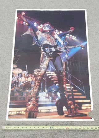 Vintage 1977 KISS Gene Simmons aucoin POSTER unrestored ANTIQUE made up 2