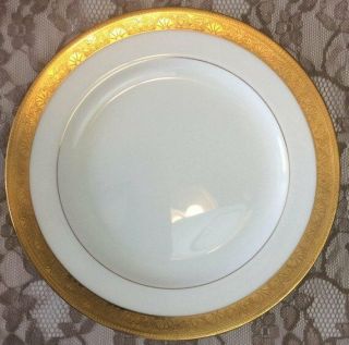 8 MINTON for TIFFANY & CO Plates White & Gold Encrusted Rim 9 