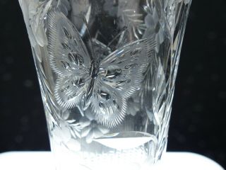Antique American Brilliant Cut Glass Pairpoint Garland Pattern Butterfly Vase