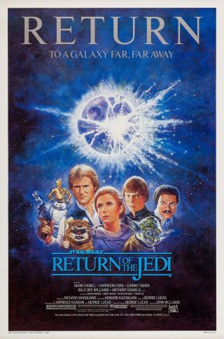 Return Of The Jedi (1983) Movie Poster - Re - Release 1985 - Rolled