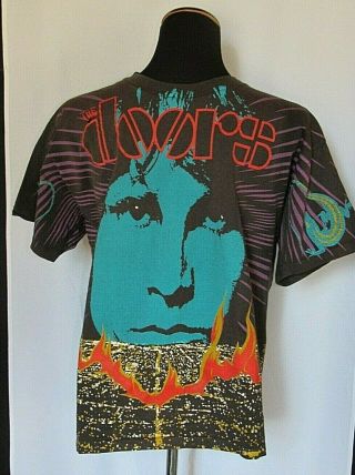 Vtg.  Jim Morrison The Doors Tee Shirt,  Hanes Double Sided,  Sz.  L,  Bold Colors